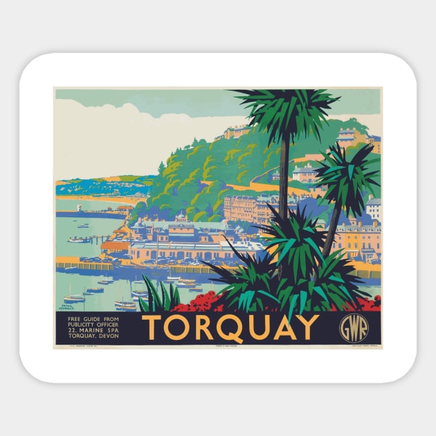 Vintage British Rail Travel Poster: Torquay on the South Devon Coast Sticker by Naves